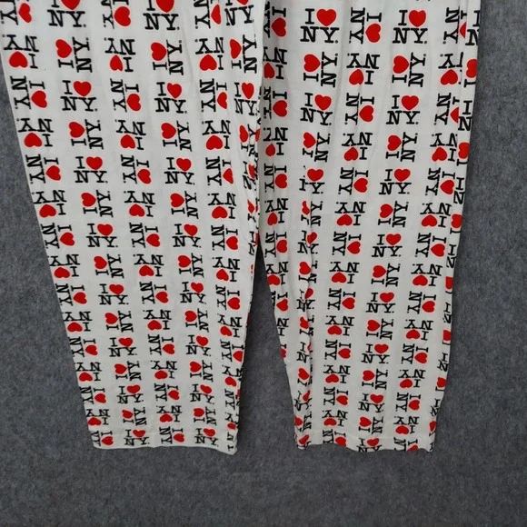I Love NY Men Pajama Pants L Drawstring Graphic All Over‎ Logo Nostalgic - Picture 4 of 10